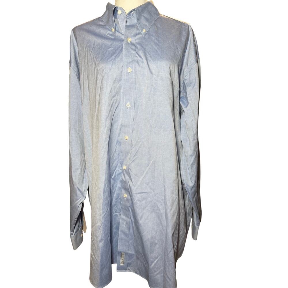 Enro Vintage Perfect Pinpoint Oxford Shirt, Blue Cotton, Men's 18 35/36 Tall